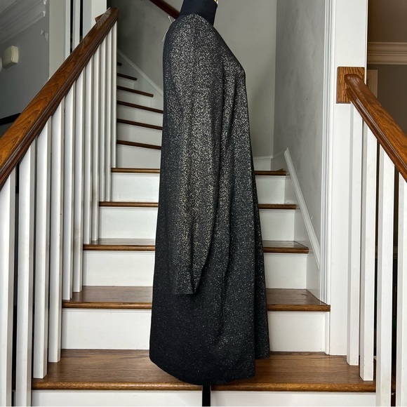 The Loft Sweater Dress Black With Gold Metallic Knee Length NWT - Picture 6 of 10